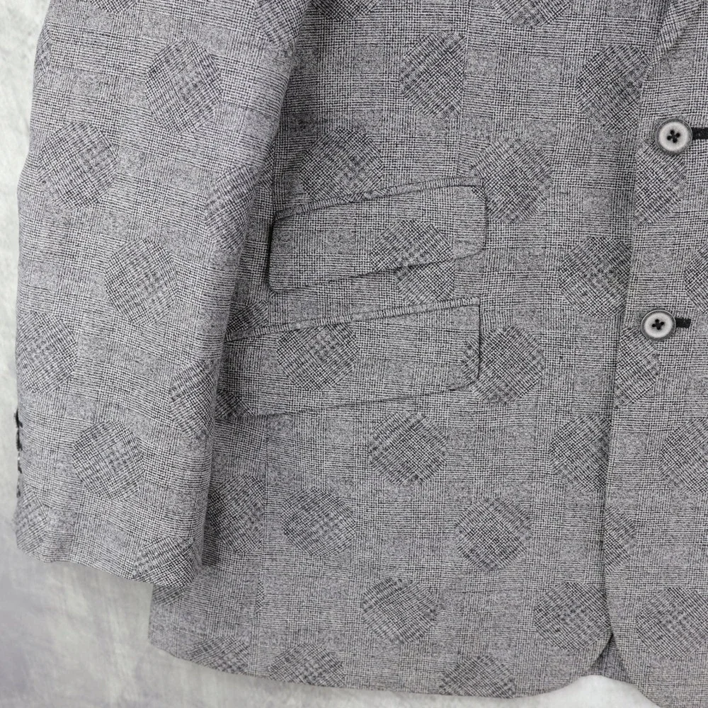 Robert Graham Sport Coat Blazer Mens 40R Classic Fit Linen Cotton Gray Plaid